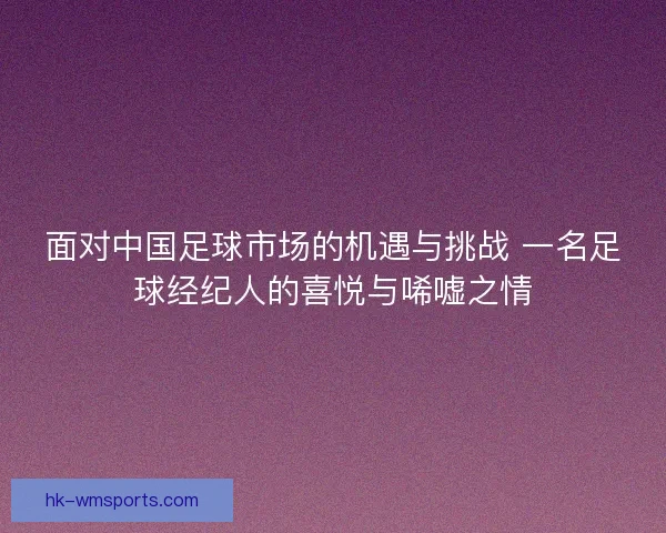 面对中国足球市场的机遇与挑战 一名足球经纪人的喜悦与唏嘘之情